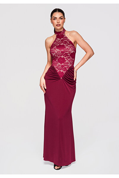 Larica OMBRE Dámské Společenské Šaty Maxi LA-OM-DLR295 Bordó
