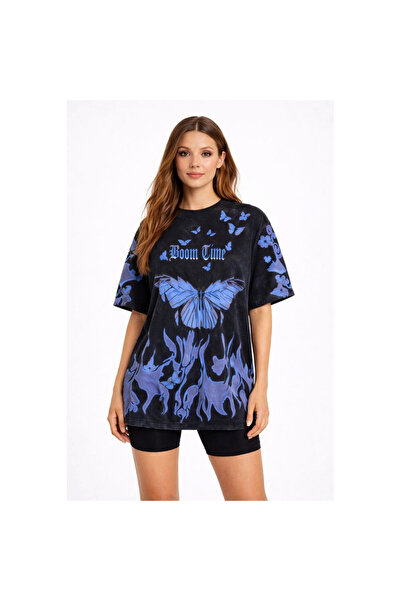 Narnuga Women's Acid Washed Oversize T-Shirt - Black