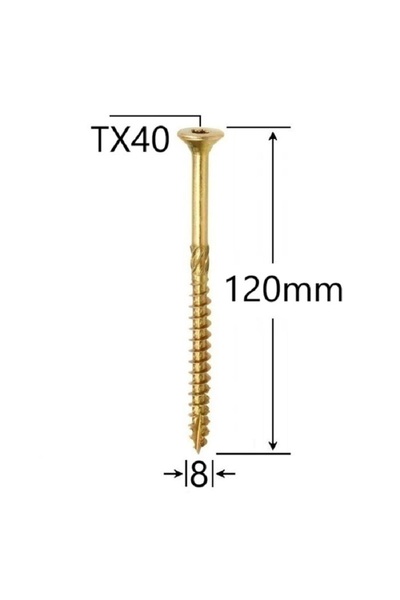Mag-Krak Carpentry Screw Countersunk Head 8x120 mm Torx TX40 - 50pcs/box