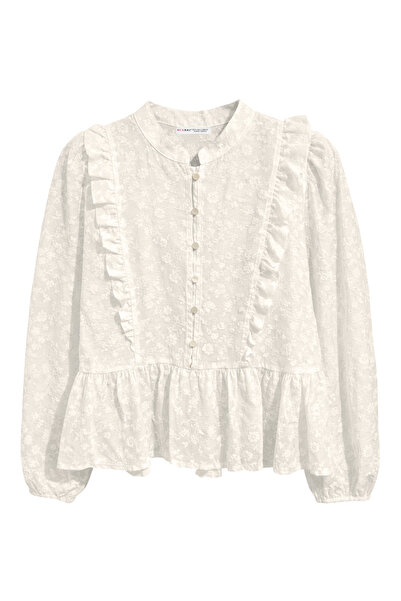 Mixray 4807 بلوزة نسائية مكشكشة بنمط الزهور وياقة القاضي إكرو