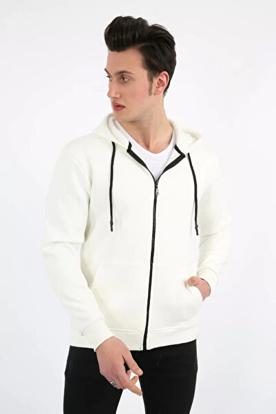 MORADO SE SIENTE PERFECTO Three Thread Plain Hooded Zippered Kangaroo Pocket ...