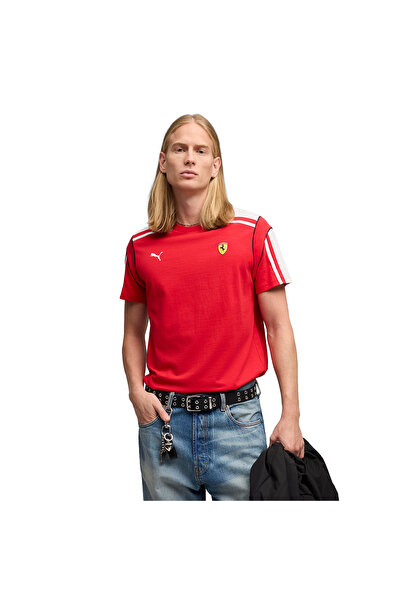 Puma تي شيرت فيراري MT7 للرجال باللون الأحمر بتصميم كاجوال 63583602