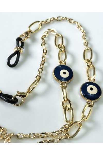 THİNBLACK Glasses Chain Navy Blue Evil Eye Beaded