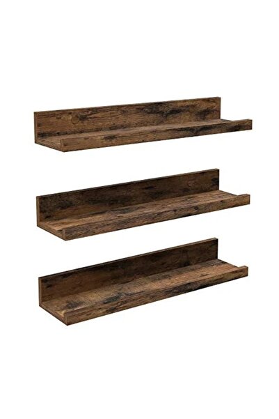 VASAGLE Set of 3 wall shelves, particleboard, rustic brown, 38 x 10 x 5 cm