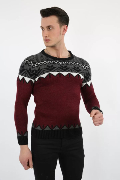 MORADO SE SIENTE PERFECTO Patterned Thick Winter Men's Casual Knit Sweater