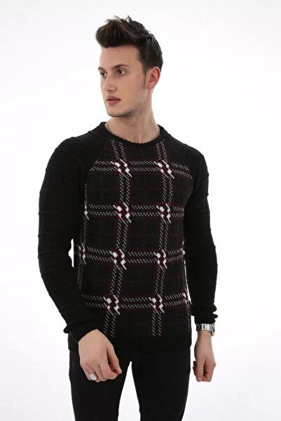 MORADO SE SIENTE PERFECTO Plaid Patterned Crew Neck Men's Casual Knit Sweater