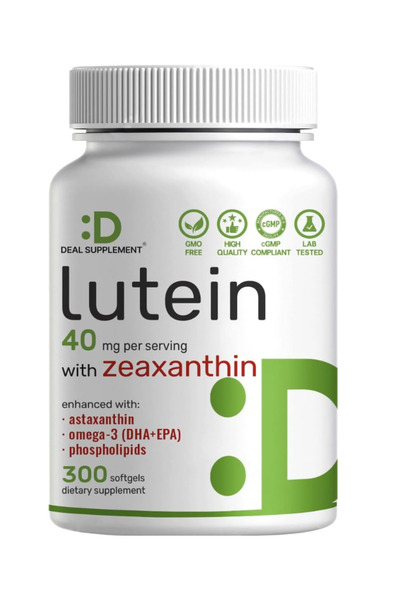 DEAL SUPPLEMENT Lutein and Zeaxanthin, 40mg Per Serving, 300 Softgels – Plus ...