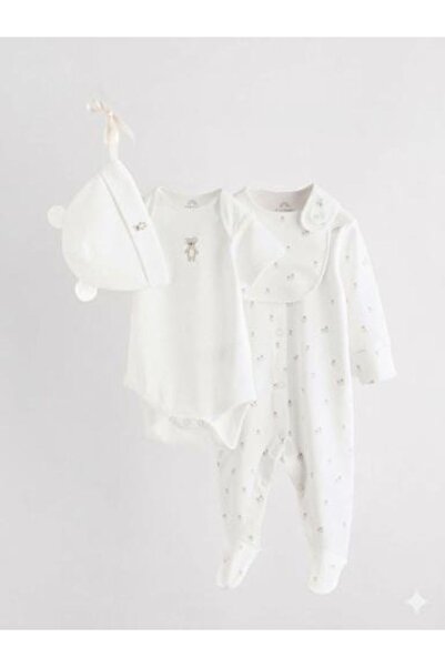 Next Baby Cotton White Aninal Newborn 4-Piece Hospital Discharge Set