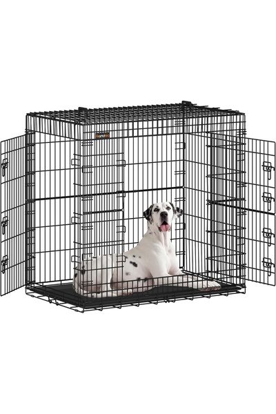 feandrea Cușcă pliabilă pentru câini, oțel/plastic, neagră, 122 x 74 x 114 cm