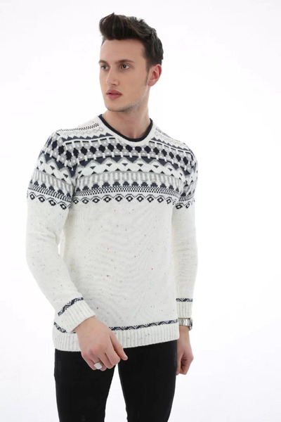 MORADO SE SIENTE PERFECTO Patterned Thick Winter Men's Casual Knit Sweater