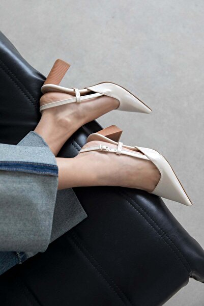 STRASWANS Pantofi cu toc din piele încrețită pentru femei Divoff, bej