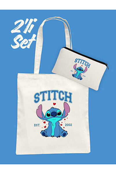 Hayali Şeyler Sevimli Stitch Çanta ve Kalemlik 2'li Set