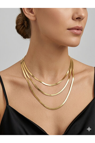 staınless steel 316L Altın Kaplama Çelik Üçlü İtalyan Ezme Kolye