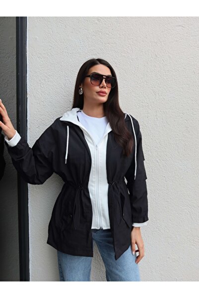 ESRAHELVACI Hooded Waist Drawstring Parachute Jacket