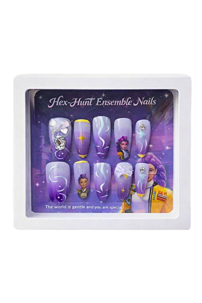 OEM Set Unghii False Copii K-POP Rumi Huntrix, Model Hex-Hunt Ensemble, Desig...