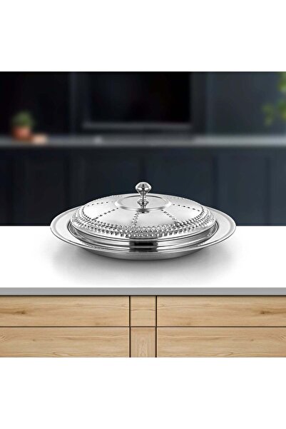 Almarjan Tray with Cover 40 cm Silver