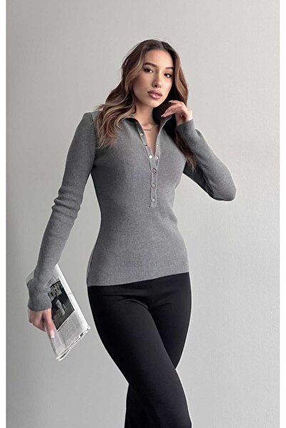 yeditepe fashion Pulover Reneta Tricotaj cu închidere cu capse