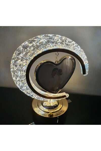 Decorhills مصباح طاولة LED على شكل هلال مع قلب معلق