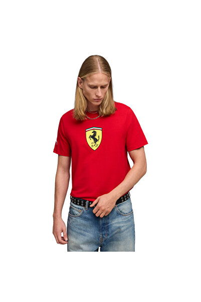 Puma Ferrari Colored Shield Erkek Kırmızı Günlük Stil T-Shirt 63531002
