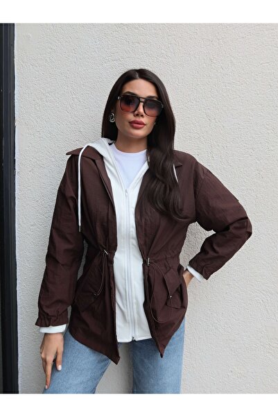 ESRAHELVACI Hooded Waist Drawstring Parachute Jacket