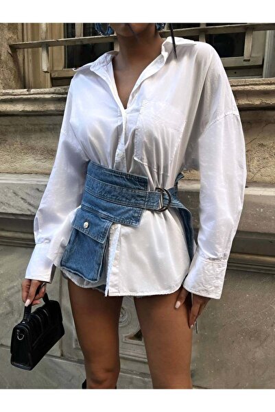 HerTon Kadın Denim Bel Kemeri - %100 Pamuklu Jean Korse Kemer