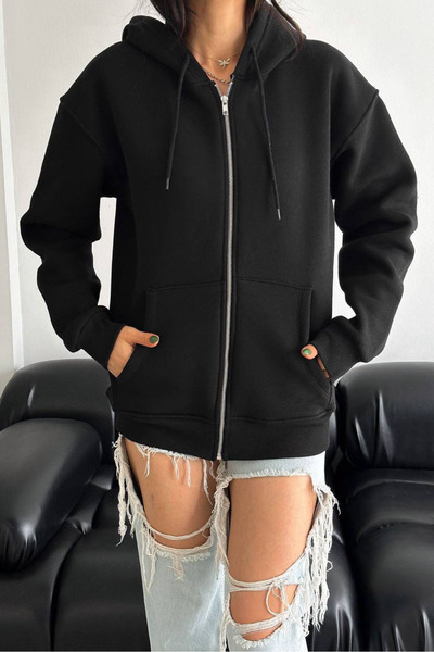 Noa&Noa Silver Zipper Detail Oversize Jacket - Black Black