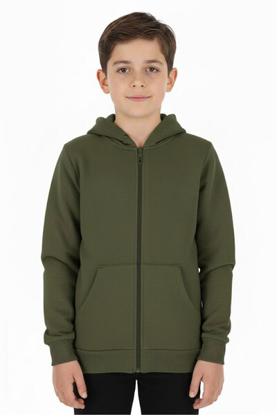 CRASSİ Cardigan pentru băiat Spate cu imprimeu 2 fire cu căptușeală din fleece