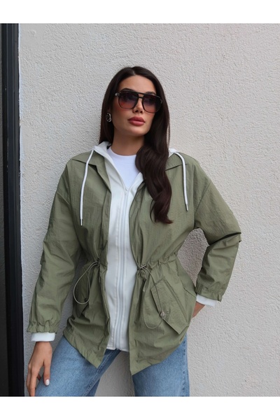 ESRAHELVACI Hooded Waist Drawstring Parachute Jacket