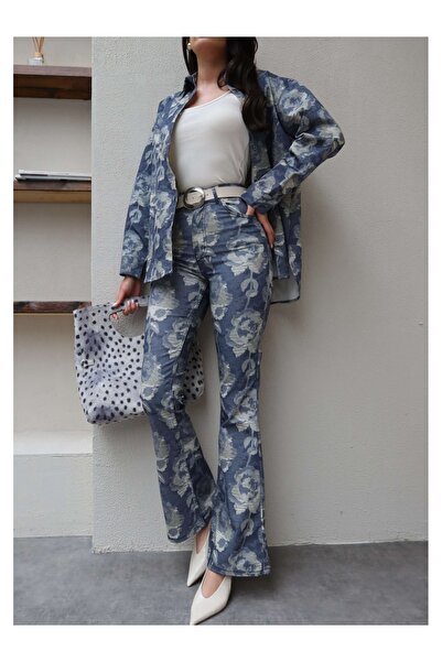 ESRAHELVACI Pantaloni evazați cu imprimeu floral