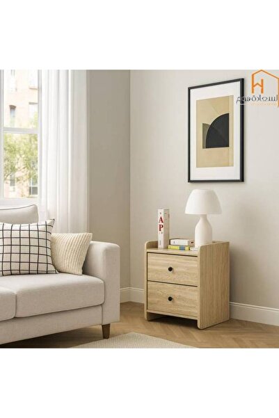 Al Saadah Home طاولة جانبية خشبية - بيج