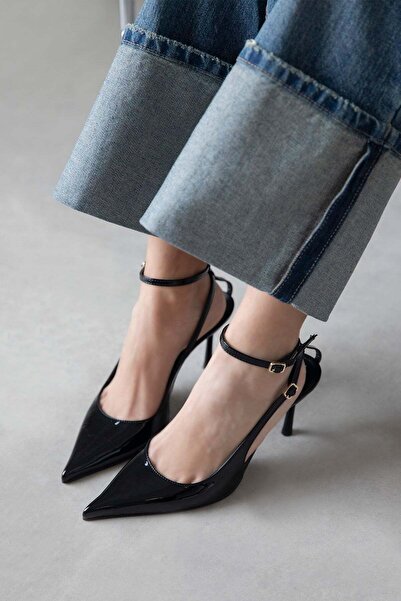 STRASWANS حذاء ميلا نسائي بكعب من الجلد باللون الأسود