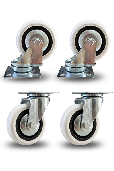 GenelTedarik 75x25 mm Silikon Mobilya Tekeri - Tablalı Frenli 360 Derece Döner