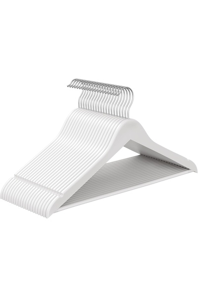 SONGMICS Set of 20 hangers, solid wood/steel, white/silver, 43 x 21 cm