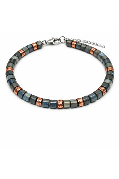 BHCL 4mm Labradorite and Steel Bracelet for Men, Gift Natural Stone Men's Bra...