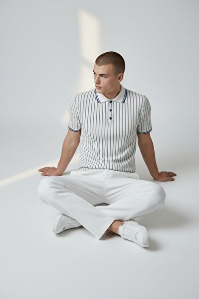 BOLD İNCE ÇİZGİLİ ŞIK TASARIM BASİC RAHAT KOMBİN YENİ SEZON POLO YAKA TİŞÖRT