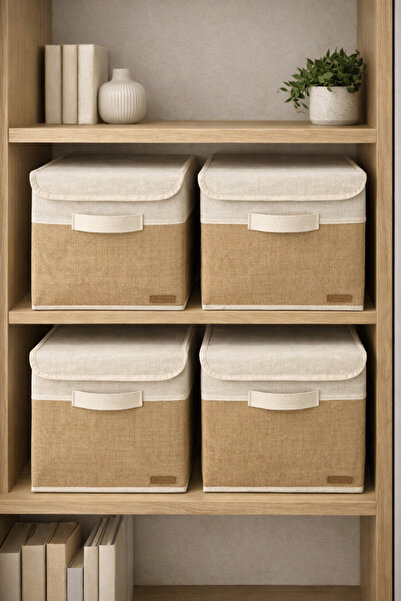 homyjr's Homyjr’S Set of 4 Jute-Looking Storage Boxes with Lids, Closet Organ...