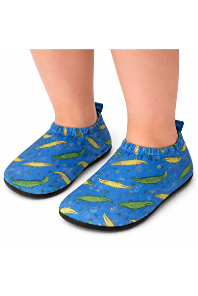 RAPAPA Cizme de piscină pentru băieți, cu talpă anti-alunecare, model crocodi...
