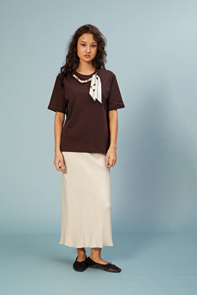 Nisan Tricou din bumbac cu detaliu tip eșarfă