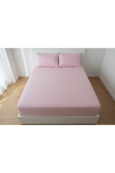 YAZICI 180X200 King Size Cotton Ranforce Elastic Bed Sheet Set with 2 Pillowc...