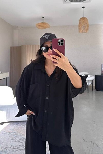 Varyete Women's Comfortable Oversize Airy Fabric Shirt for Daily Wear