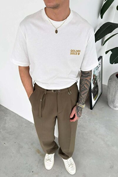 HAFKAGİYİM Λευκό μπλουζάκι με χρυσό κέντημα σε μεγάλο μέγεθος