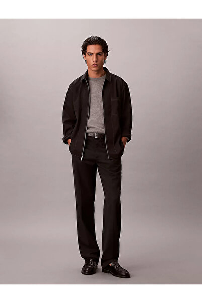 Calvin Klein Men's Woven Shirt Collar Long Sleeve Casual Black Shirt Lv04Le11...