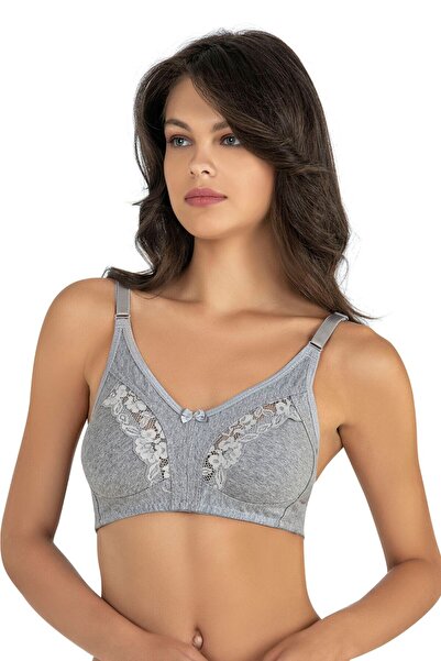 CSN CASANO Lace detailed 100% cotton jersey fabric gathered bra