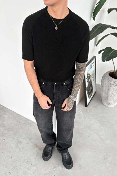 HAFKAGİYİM Tricou negru cu detalii texturate, stil relaxat