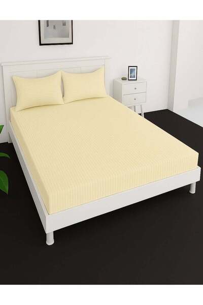 DesertDeals Deep Fitted Bed Sheet +2Pcs Pillow Covers, King/Queen/Double/Sing...