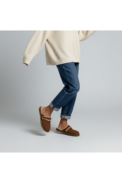 NE&VE SHOES Γυναικείες παντόφλες Sabo με αγκράφα από καστόρι και βελούδινη επ...