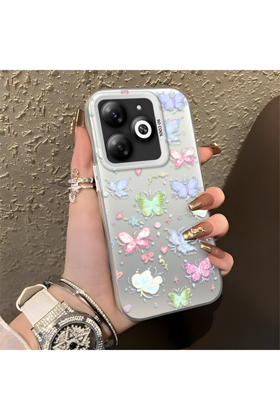 Hontinga حافظة هاتف Infinix Smart 8 Pro متوافقة مع حافة السيليكون الصلبة ومضا...