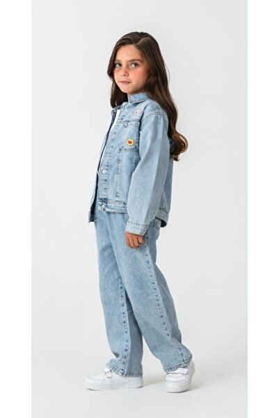 Alin Alp 18 Months-6 Years Old Girls' Embroidered 3-Piece Denim Set Comfortab...