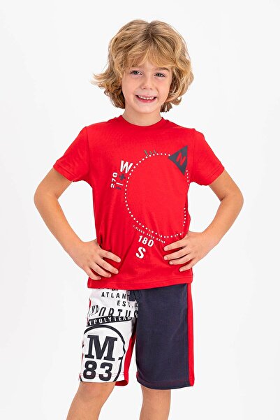 ROLY POLY بدلة برمودا للرجال الشباب باللون الأحمر من رولي بولي