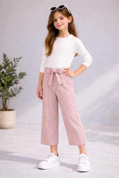neocotton Κοριτσίστικο ριγέ υφασμάτινο παντελόνι Suyolu